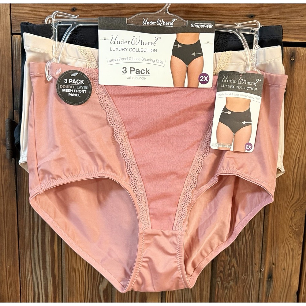 Under Where? Luxury Collection 3 Pair Micro Shaping Briefs Size 2X Panties NWT